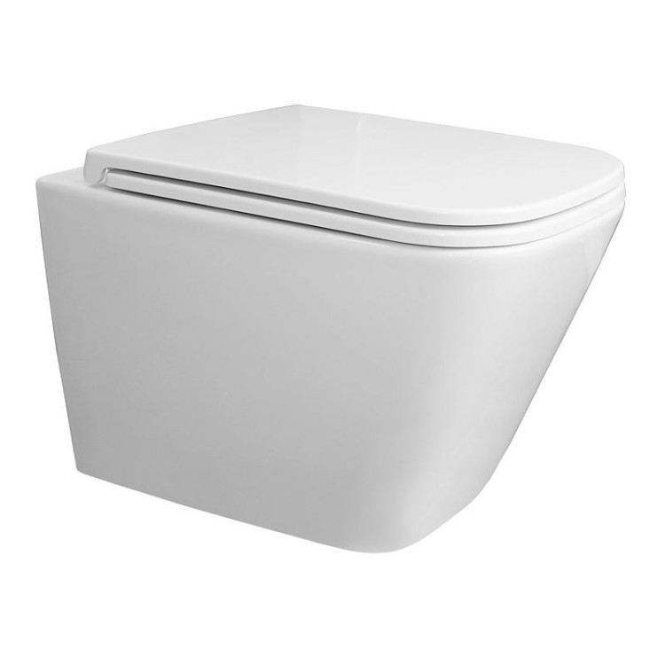 Унитаз подвесной Azario Teramo 340х490х350 безободковый, система слива "Скрытое торнадо", в комплекте с сиденьем микролифт (AZ-0052-UQ3)