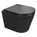 Унитаз подвесной Azario Teramo 515х355х365 безободковый с сиденьем микролифт, черный матовый (AZ -053E-R-MB)