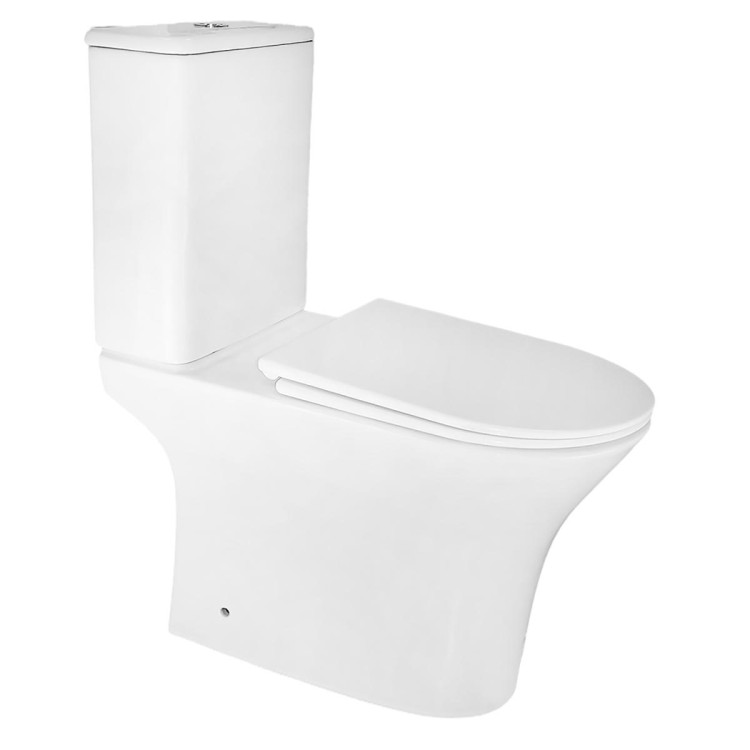 Унитаз напольный Azario FRETTA ROUND 650x340x790 безободковый, в комплекте прямым сиденьем микролифт (AZ-7121A)