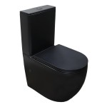 Унитаз-компакт Azario Cobalt-Black 610x360x805 напольный, безободковый, система смыва "скрытое Торнадо", с быстросъемным сиденьем "Микролифт", черный матовый (AZ-6089A-MB)