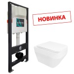 Сет AZARIO NEW Инсталляция для подвесного унитаза 3/6л + подвесной нитаз Azario MONEO безободковый, в комплекте с быстросъемным сидением микролифт (AZ-501A+AZ-0062)