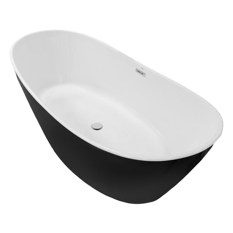 Ванна акриловая Azario EASTON 1800x820x600 отдельностоящая, в комплекте с сифоном и металлической рамой, цвет белый с черными внешними стенками (AZ-1337B)