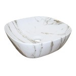 Раковина-чаша Azario 370x370x115 накладная, округлая, светлый мрамор (AZ-2184+M845)