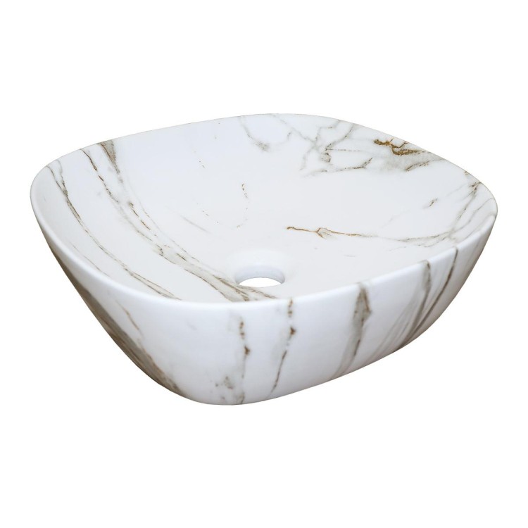 Раковина-чаша Azario 370x370x115 накладная, округлая, светлый мрамор (AZ-2184+M845)