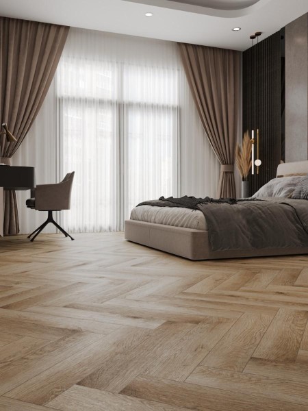 Полимерный пол SPC CronaFloor Herringbone Дуб Монпелье H004